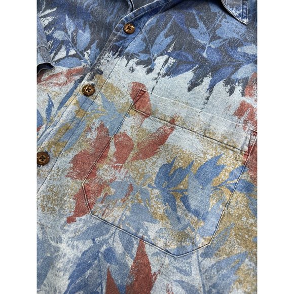 The Territory Ahead Men Shirt Hawaiian Chambray Short Sleeve Button Up Large L - Picture 3 of 5